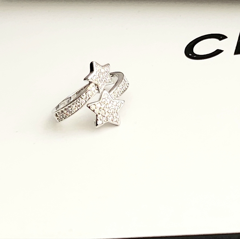 Shooting Star/ Comet Ring Pave 925 Silver